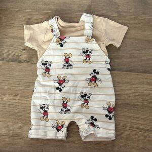 Disney baby Mickey overalls with t-shirt size 0-3 months